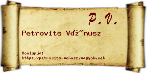Petrovits Vénusz névjegykártya